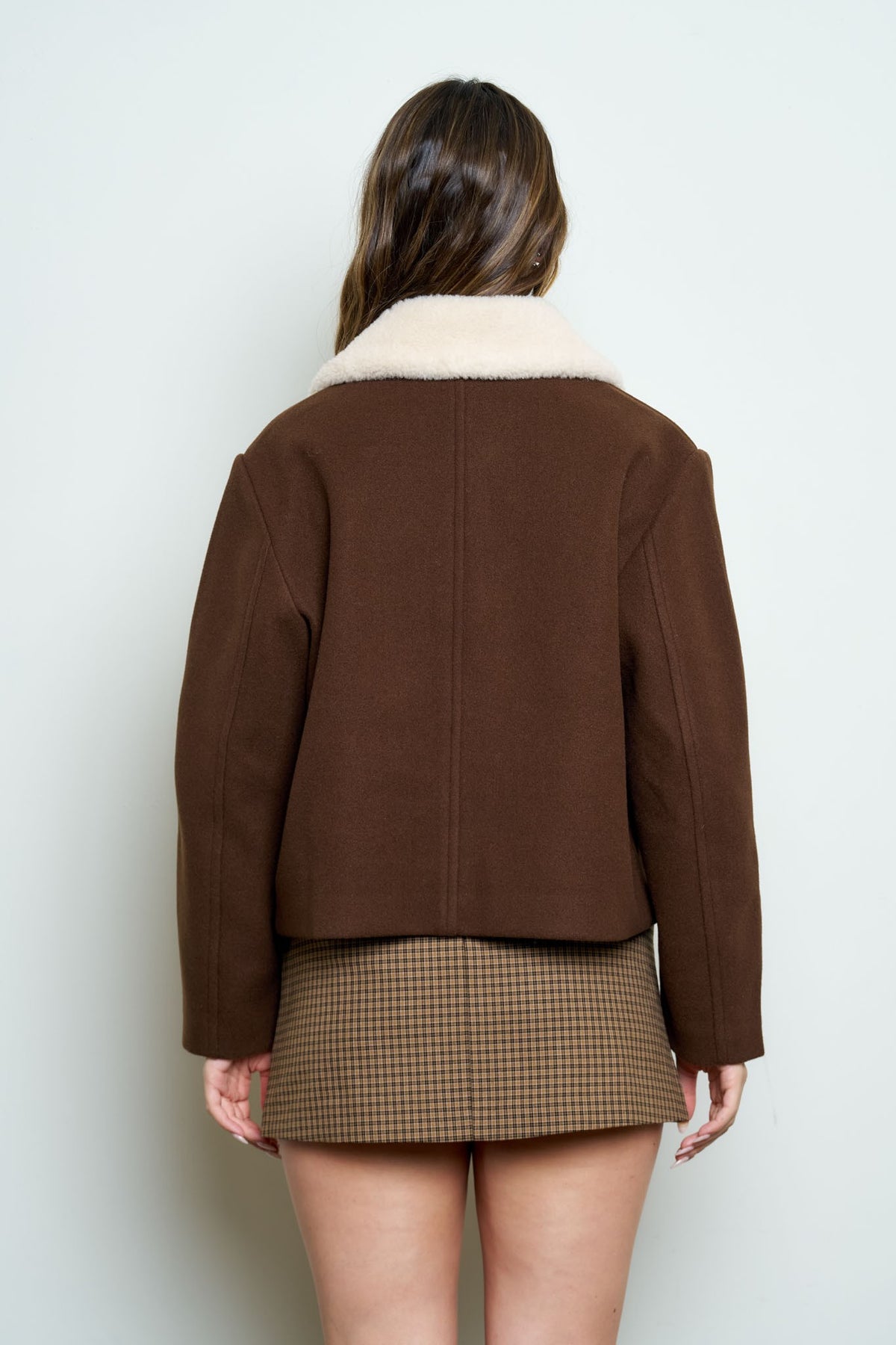 JCT 037 - Contrast Collar Button Up Jacket