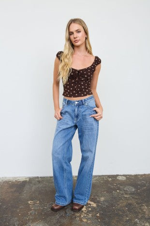 DT 1973 - Mesh Tie Polka Dot Top
