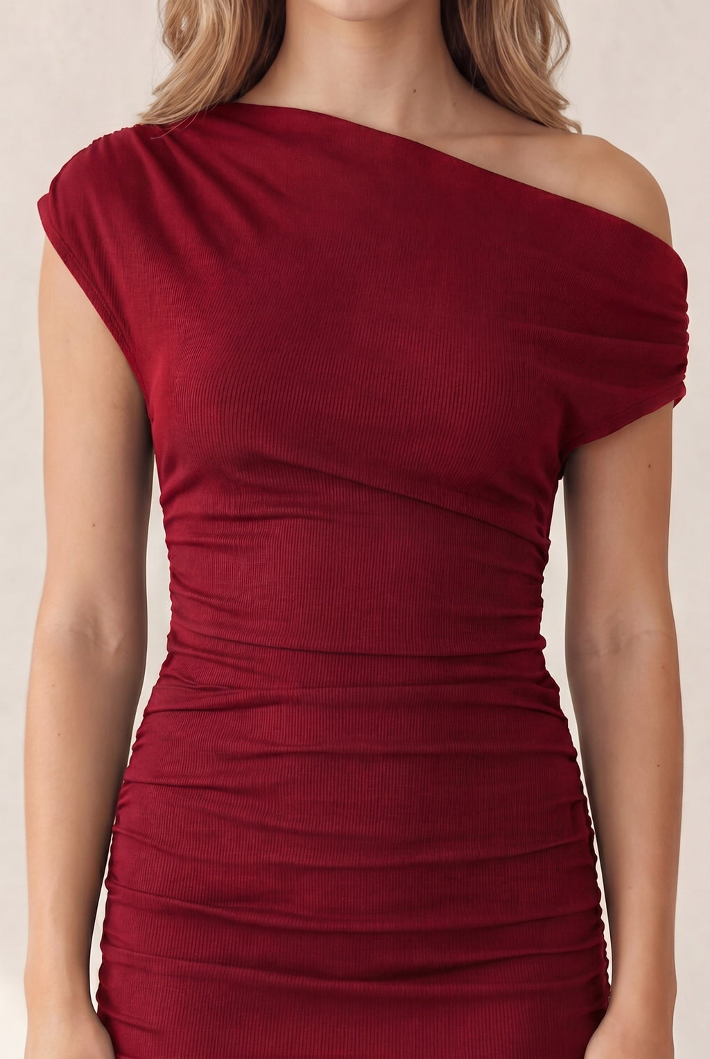CD 3750 - Off Shoulder Ruched Mini Dress