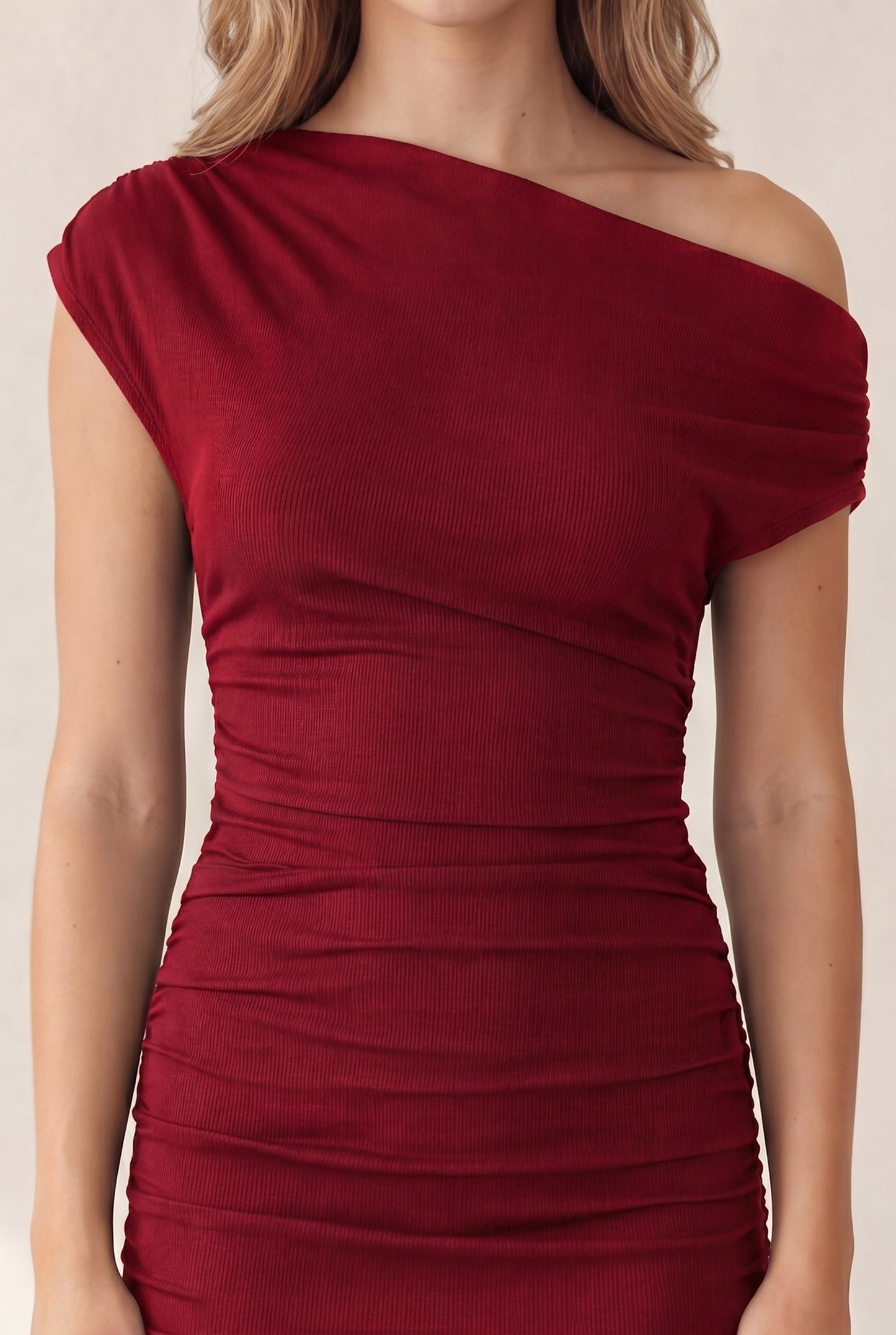 CD 3750 - Off Shoulder Ruched Mini Dress