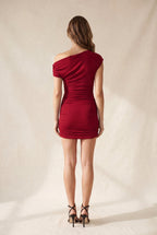 CD 3750 - Off Shoulder Ruched Mini Dress