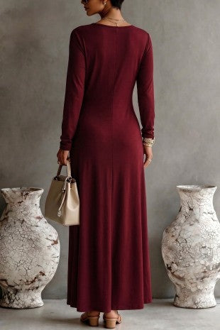 PS 020 - Pleated Buckle Detail Maxi Dress