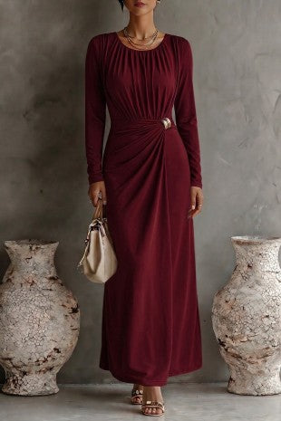 PS 020 - Pleated Buckle Detail Maxi Dress