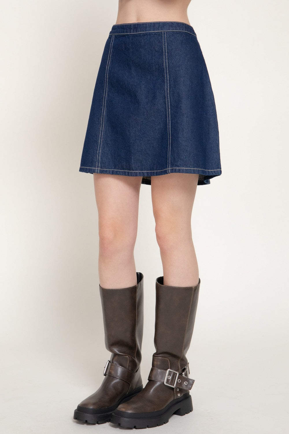 SKT 1078 - Denim Midi Skirt