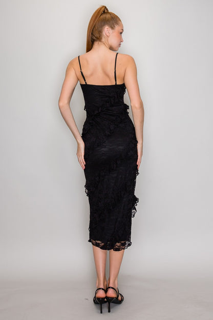 DD 1456 - Lace Ruffle Maxi Dress