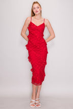 DD 1456 - Holiday Lace Ruffle Maxi Dress