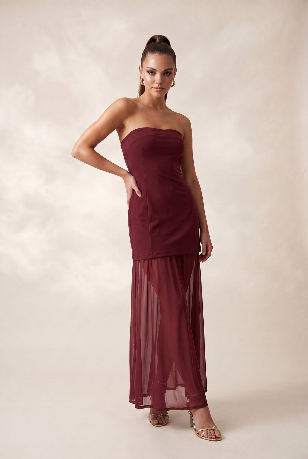 DD 1461 - Combo Mesh Midi Tube Dress