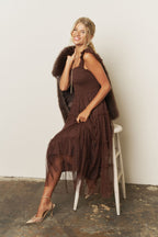 DD 1489 - Chiffon Smocked Tiered Midi Dress