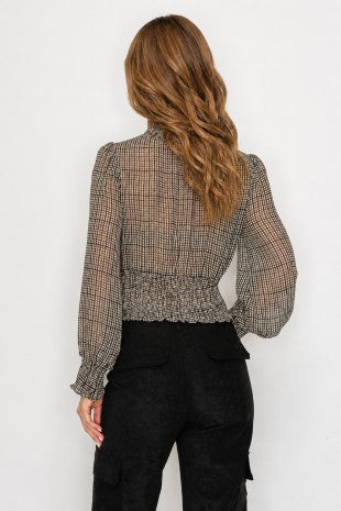 DT 1983 - Smocking Waist Long Sleeve Blouse