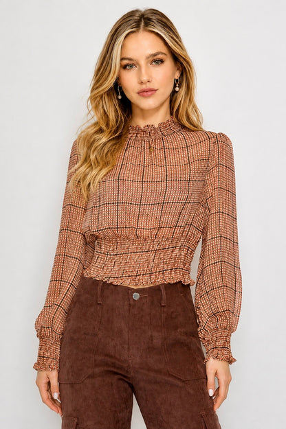 DT 1983 - Smocking Waist Long Sleeve Blouse