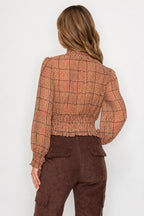 DT 1983 - Smocking Waist Long Sleeve Blouse