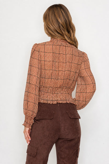 DT 1983 - Smocking Waist Long Sleeve Blouse