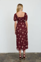 CD 3763 - Smocked Tiered Sweetheart Midi Dress