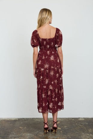 CD 3763 - Smocked Tiered Sweetheart Midi Dress