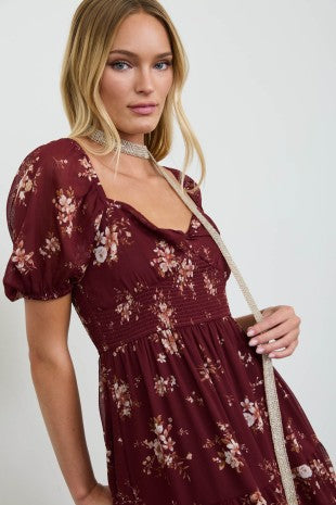 CD 3763 - Smocked Tiered Sweetheart Midi Dress