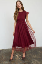 DD 1490 - Chiffon Smocked Polka Dot Dress