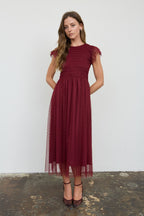 DD 1490 - Chiffon Smocked Polka Dot Dress