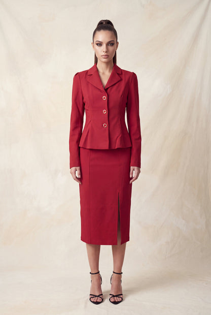 JCT 041 - Notched Peplum Button Blazer