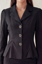 JCT 040 - Notched Peplum Button Up Blazer