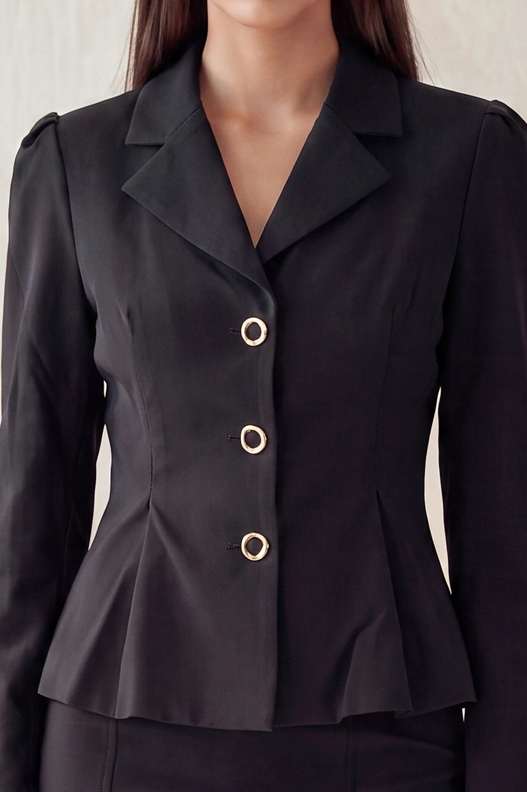 JCT 040 - Notched Peplum Button Up Blazer