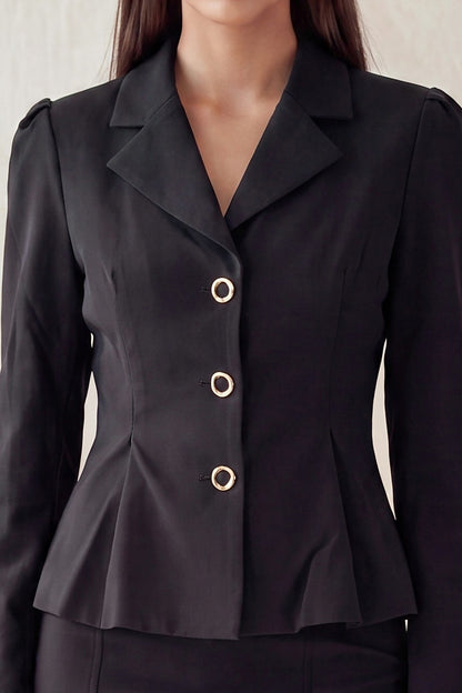JCT 040 - Notched Peplum Button Up Blazer