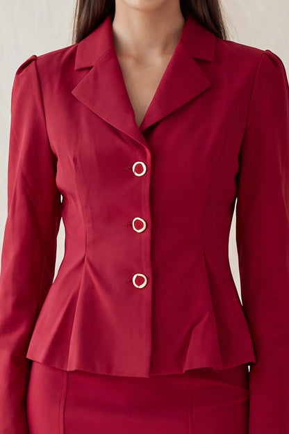 JCT 041 - Notched Peplum Button Blazer