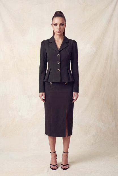 JCT 040 - Notched Peplum Button Up Blazer