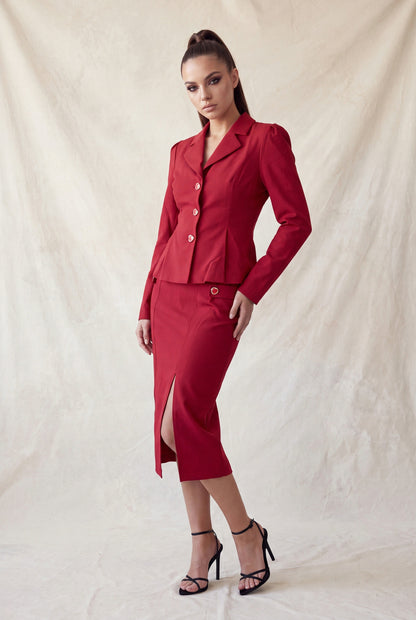 JCT 041 - Notched Peplum Button Blazer