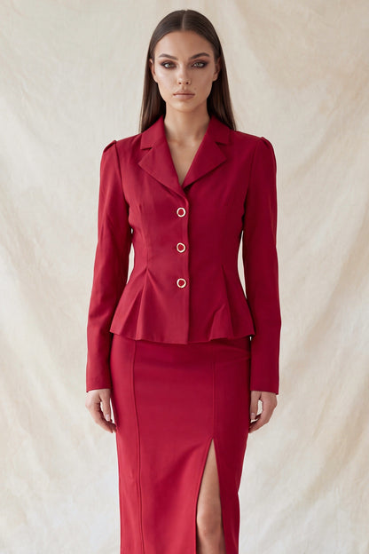 JCT 041 - Notched Peplum Button Blazer