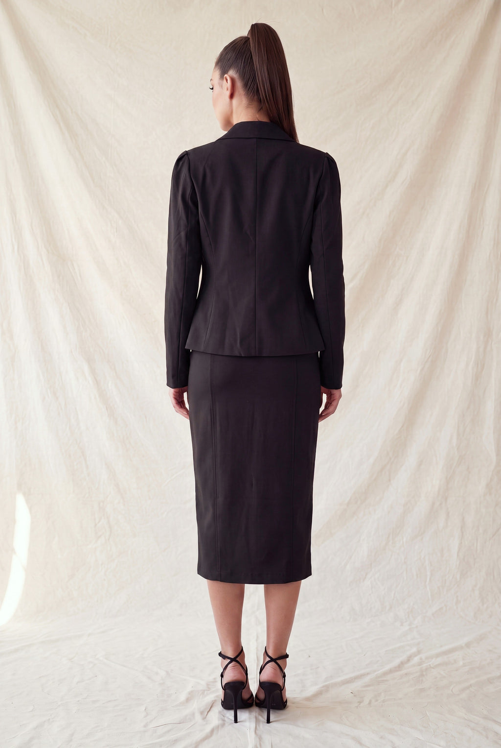 JCT 040 - Notched Peplum Button Up Blazer