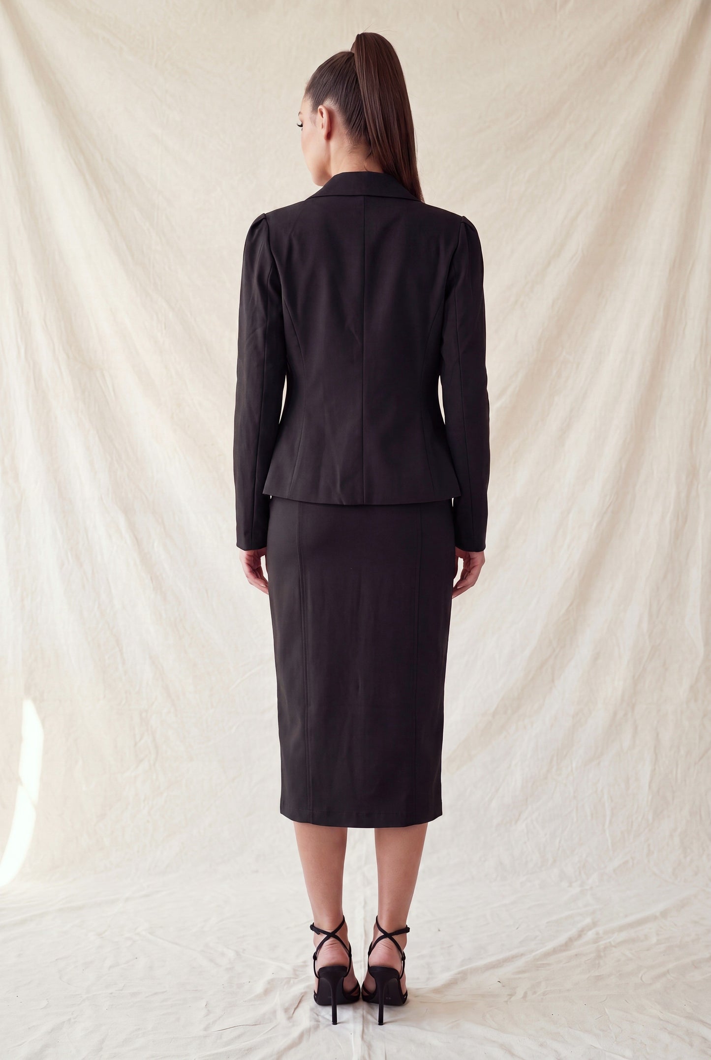 JCT 040 - Notched Peplum Button Up Blazer