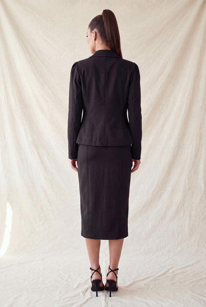 JCT 040 - Notched Peplum Button Up Blazer