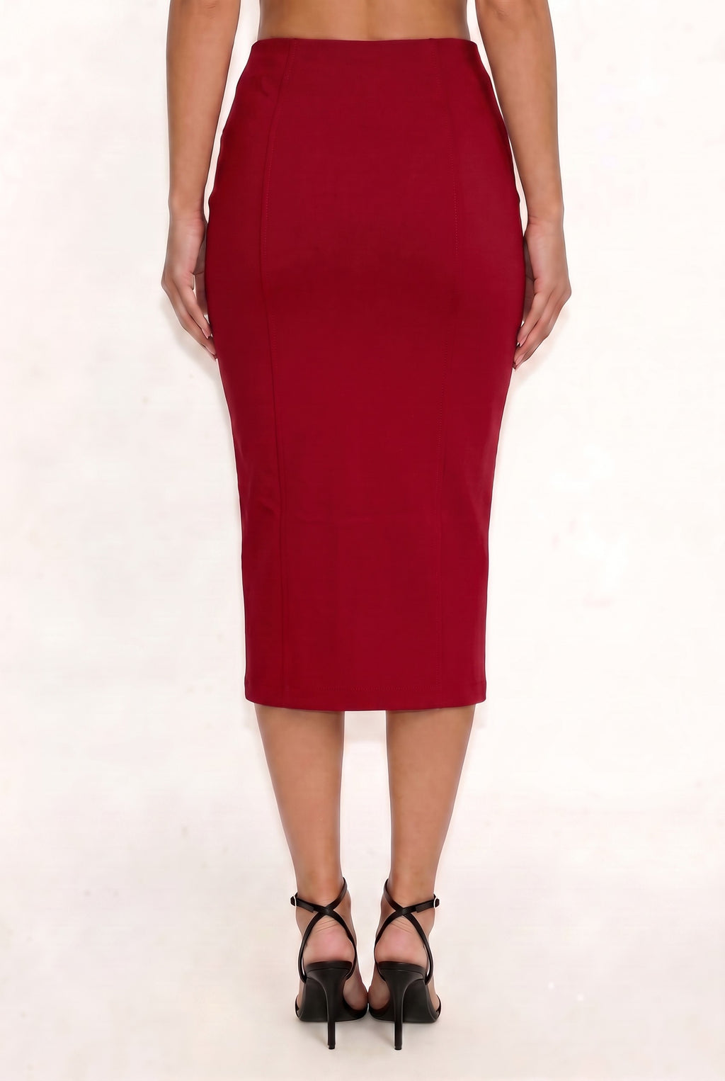 SKT 1093 - Front Slit High Waisted Midi Skirt