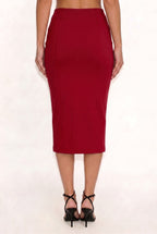 SKT 1093 - Front Slit High Waisted Midi Skirt