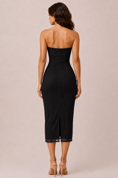 LD 648 - Strapless Boning Midi Dress