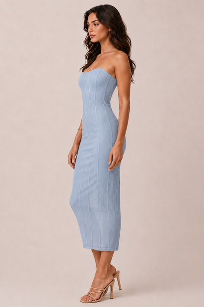 LD 648 - Strapless Boning Midi Dress