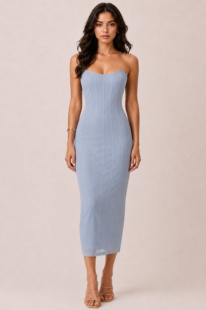 LD 648 - Strapless Boning Midi Dress