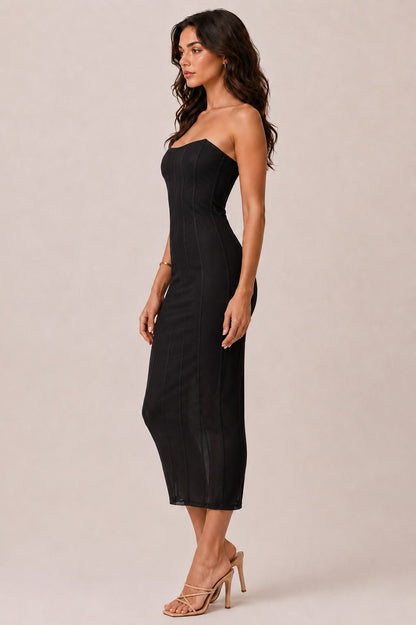 LD 648 - Strapless Boning Midi Dress