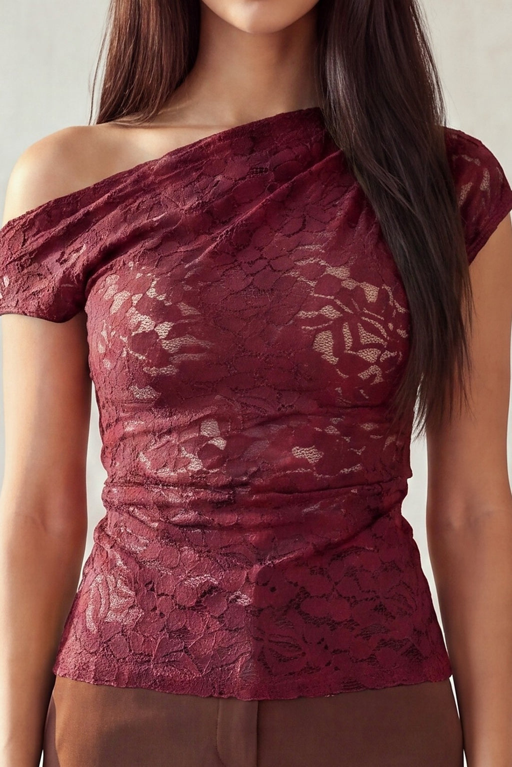 DT 1996 - Asymmetric Floral Lace Top