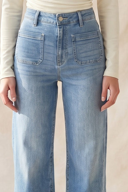 P 872 - High Waist Twill Woven Jeans