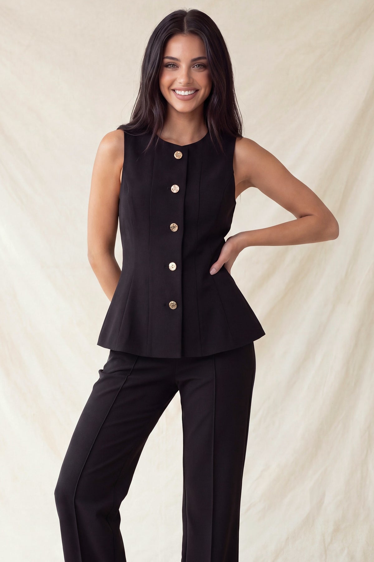 DT 1986 - Gold Accent Peplum Vest
