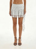 SKT 1088 - Asymmetrical Tie Polka Dot Skirt