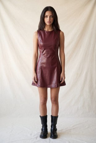 DD 1485 - Faux Leather A-Line Mini Dress