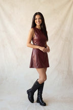 DD 1485 - Faux Leather A-Line Mini Dress
