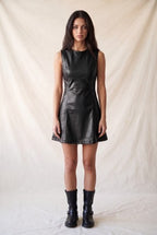 DD 1485 - Faux Leather A-Line Mini Dress