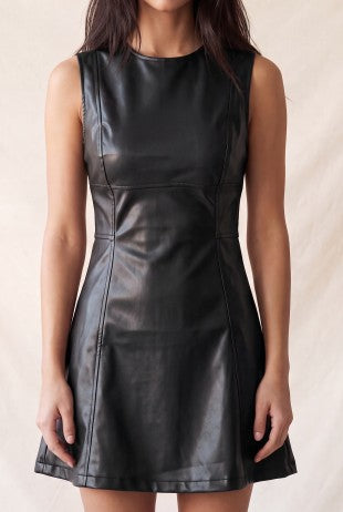 DD 1485 - Faux Leather A-Line Mini Dress