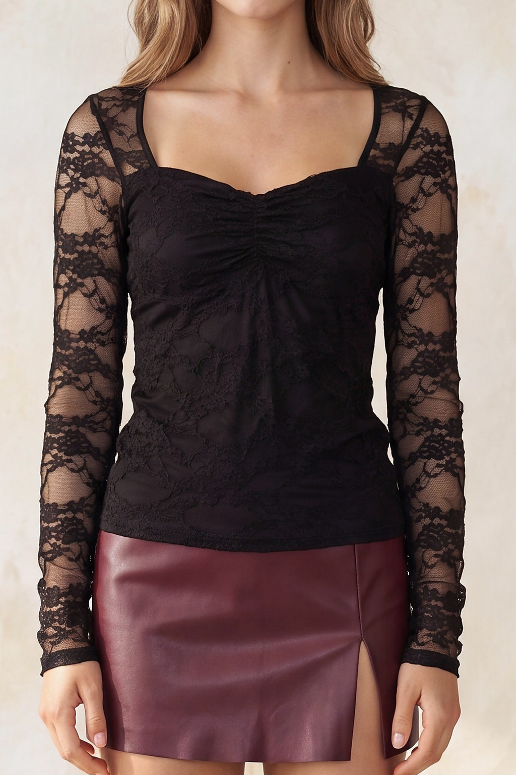 DT 1990 - Open Back Long Sleeve Lace Top