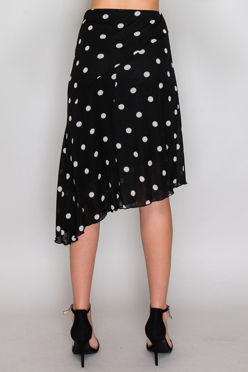 SKT 1089 - Asymmetrical Hem Dotted Skirt