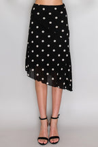 SKT 1089 - Asymmetrical Hem Dotted Skirt