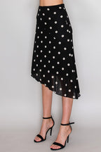 SKT 1089 - Asymmetrical Hem Dotted Skirt